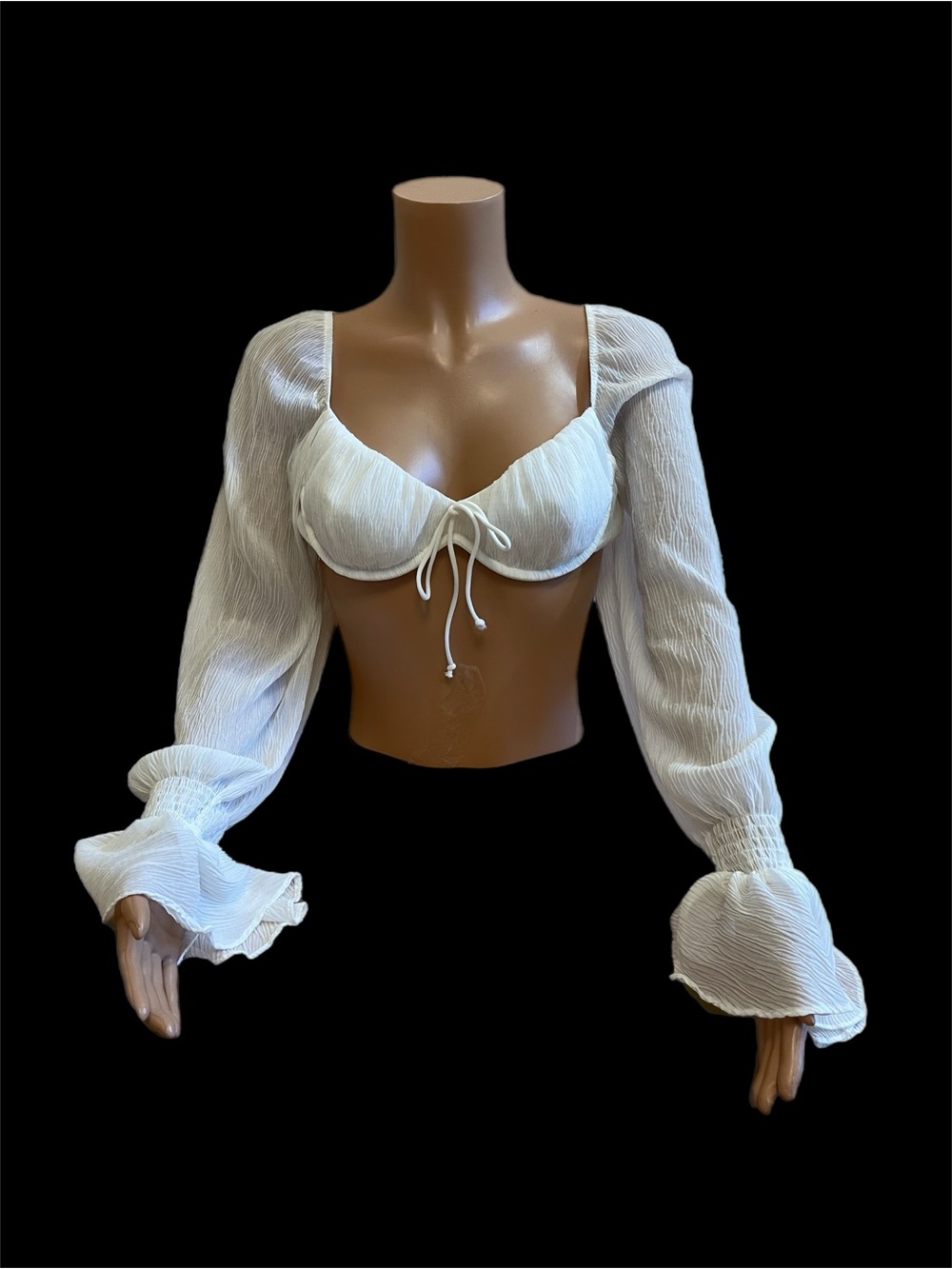 Like New! White Fox Boutique Long-Sleeve Cropped Bustier Top